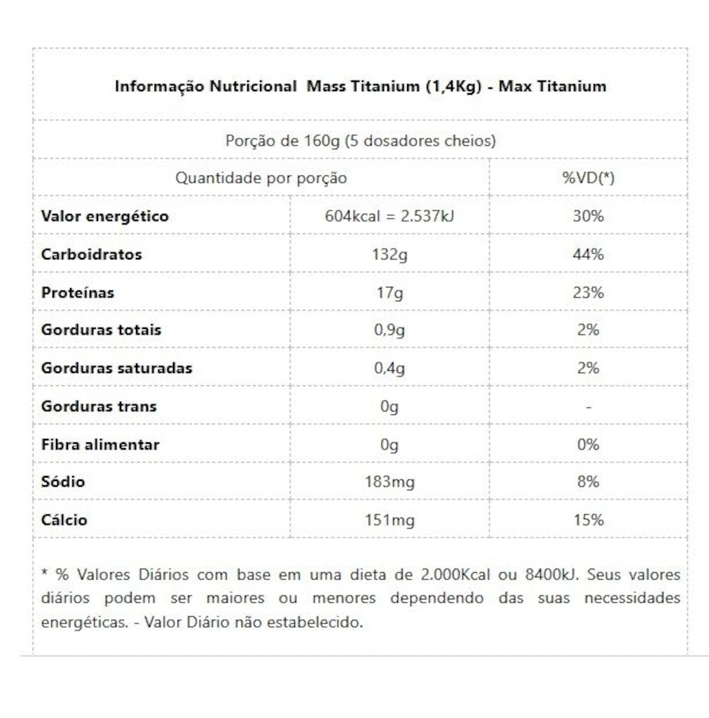 Imagem 2 do produto Mass Titanium Max 17500 Chocolate 1,4kg