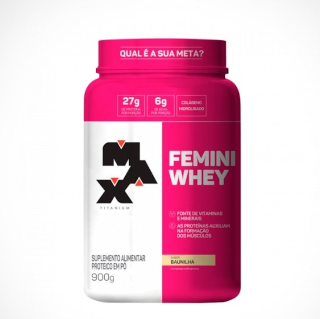 Imagem 1 do produto Whey Protein MAX TITANIUM Femini Whey Baunilha - 900g