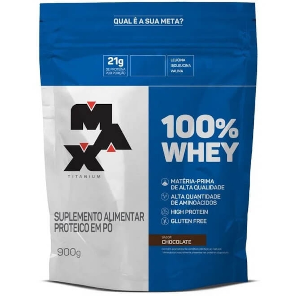 Imagem 1 do produto 100% Whey Protein Max Titanium Refil Chocolate 900g