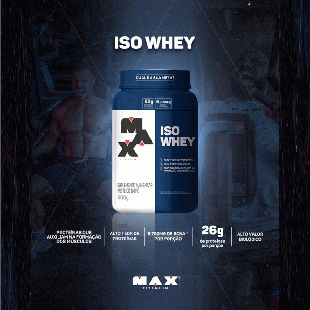 Imagem 2 do produto Iso Whey Max Titanium Morango - 900g
