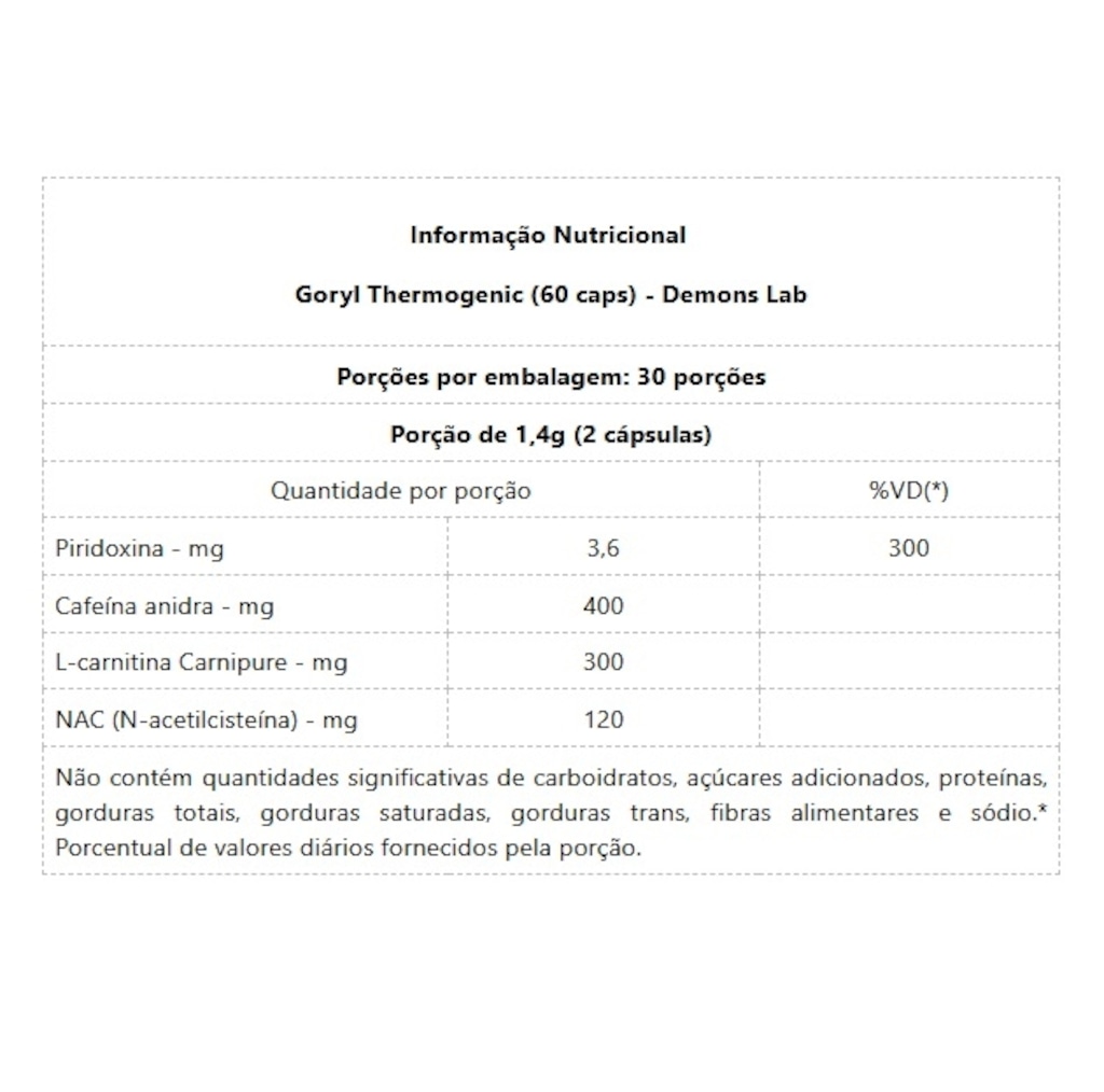 Imagem 2 do produto Goryl Thermogenic Carnipure 60 caps