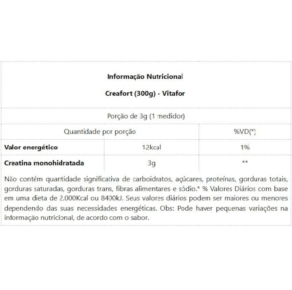 Imagem 2 do produto Creatina Vitafor Creafort 300g
