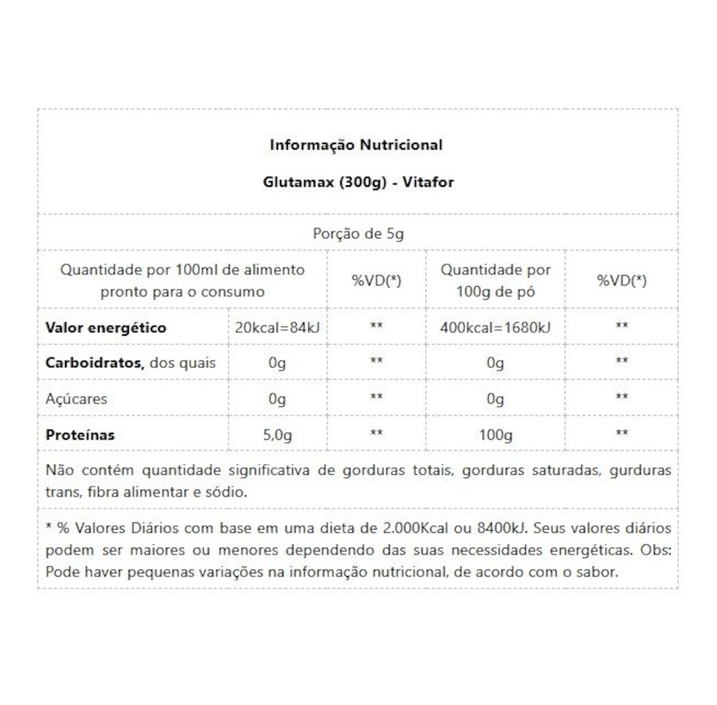 Imagem 2 do produto Glutamax VITAFOR 300g