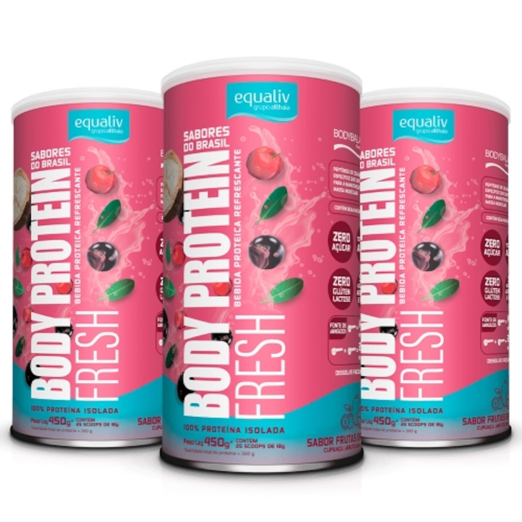 Imagem 1 do produto Kit 3uni Body Protein Fresh Sabor Frutas Brasileiras (450g) - Equaliv