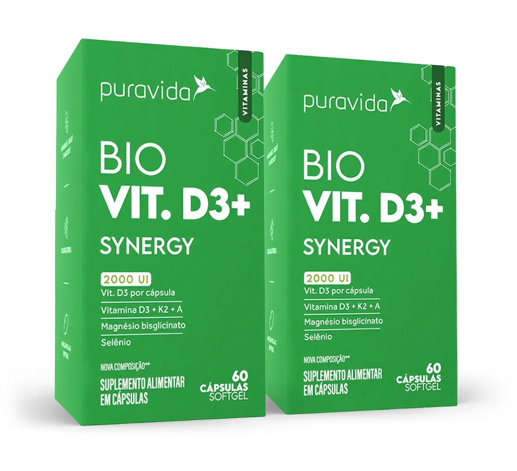 Imagem 1 do produto Kit 2un Bio Vit D3+ Synergy (60 Cápsulas) - Pura Vida