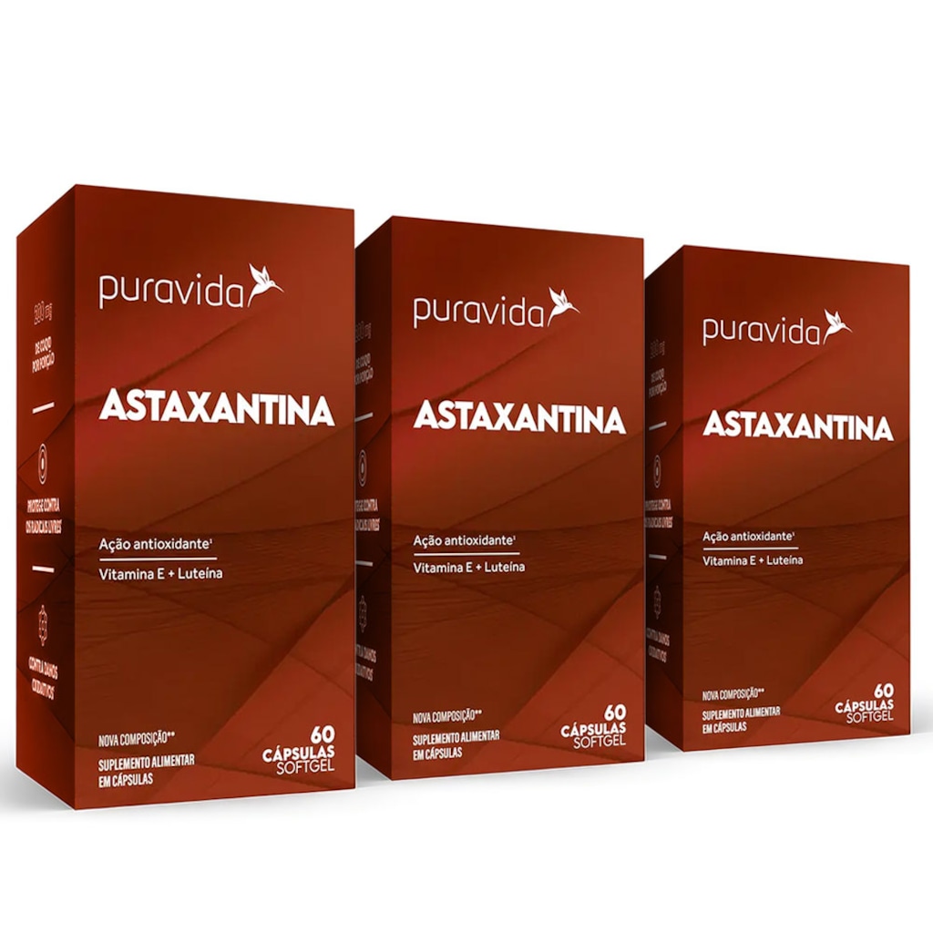 Imagem 1 do produto Kit 3 un Astaxantina (60 Cápsulas) - Pura Vida