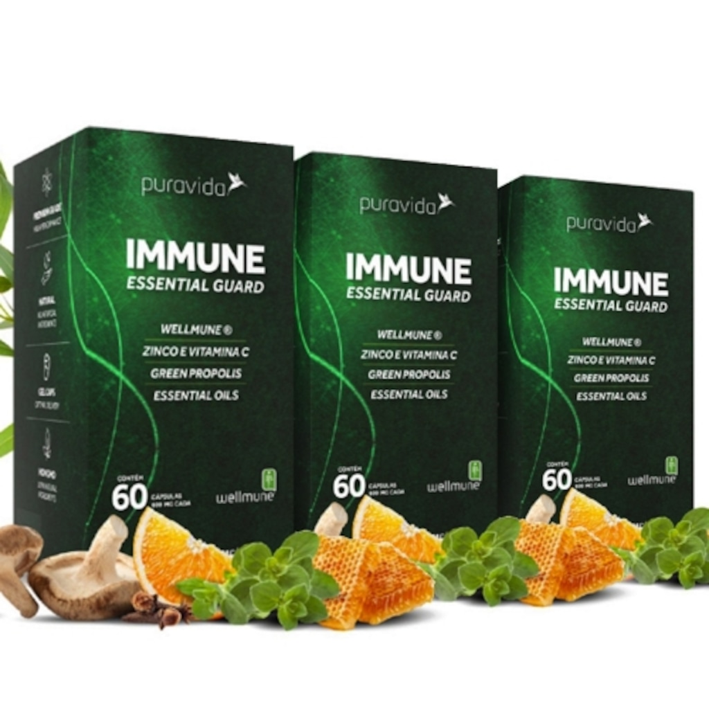 Imagem 1 do produto Kit 3 un Immune Guard 600mg (60 Cápsulas) Pura vida
