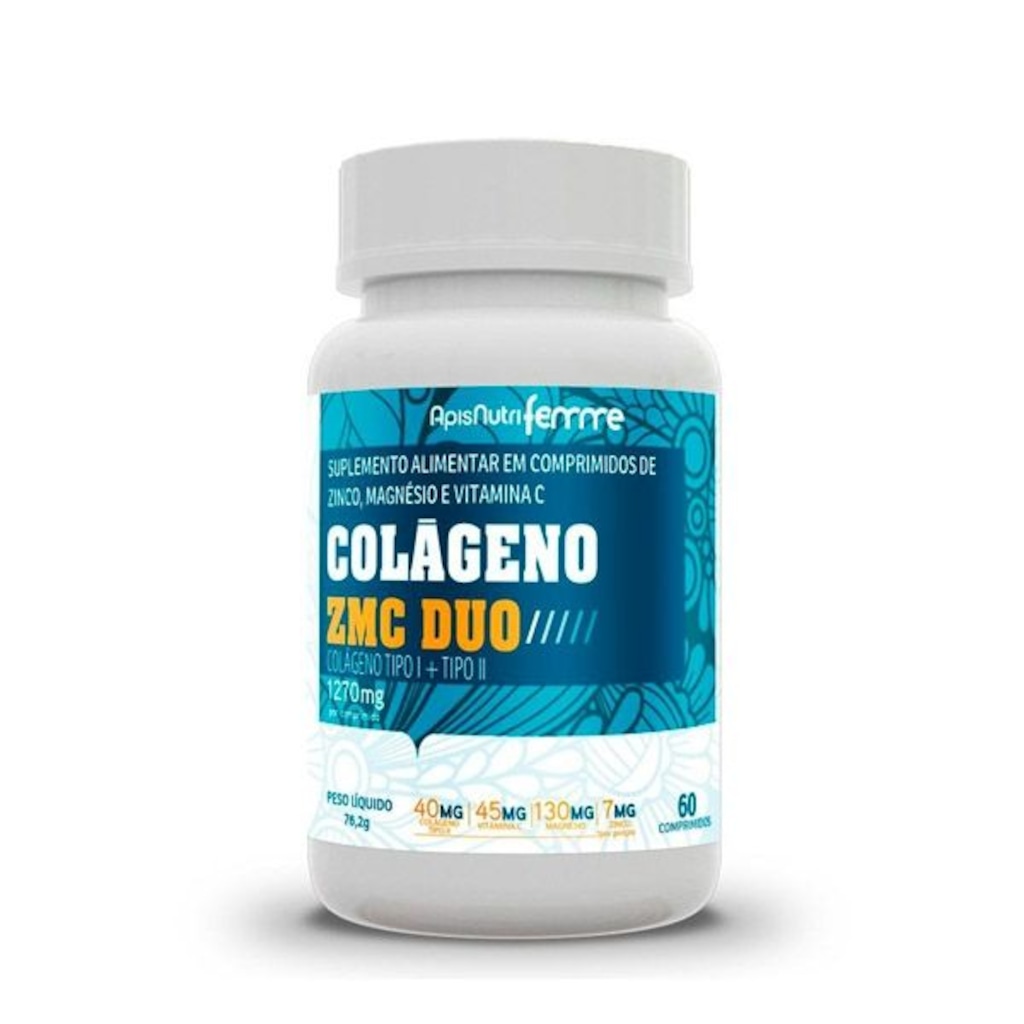 Imagem 1 do produto Colágeno ZMC DUO Tipo I + Tipo II APISNUTRI 1270mg
