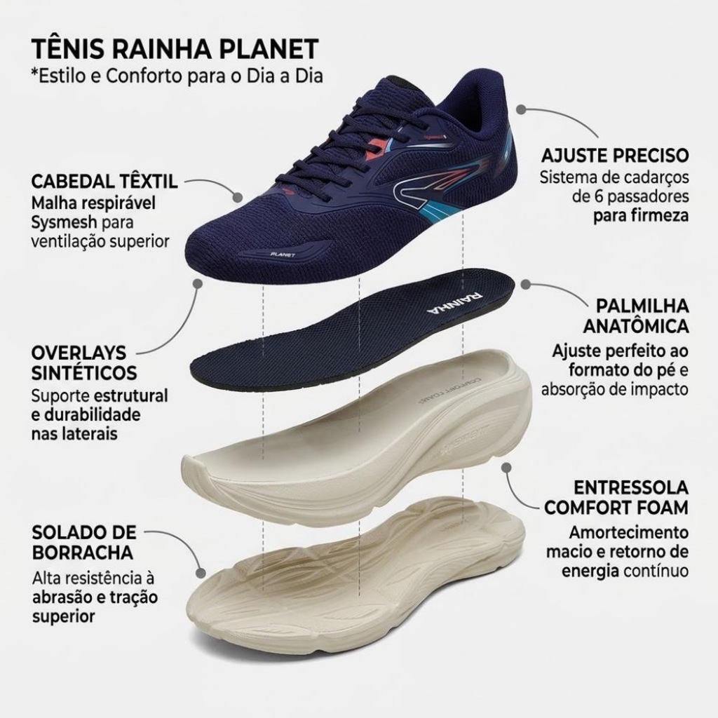 Imagem 3 do produto Tênis de Caminhada Rainha Planet - Unissex