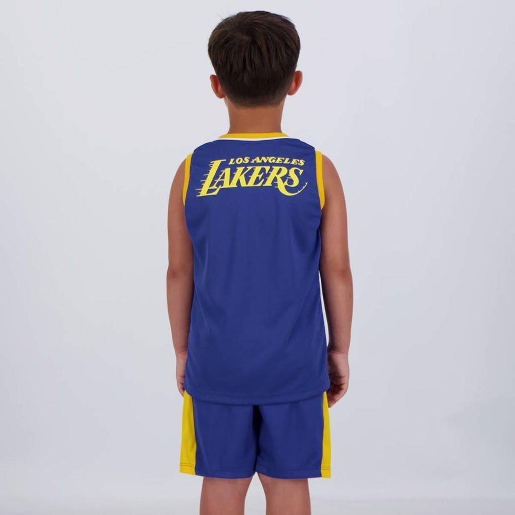 Imagem 2 do produto Kit Regata e Short Infantil Basquete Braziline Lakers
