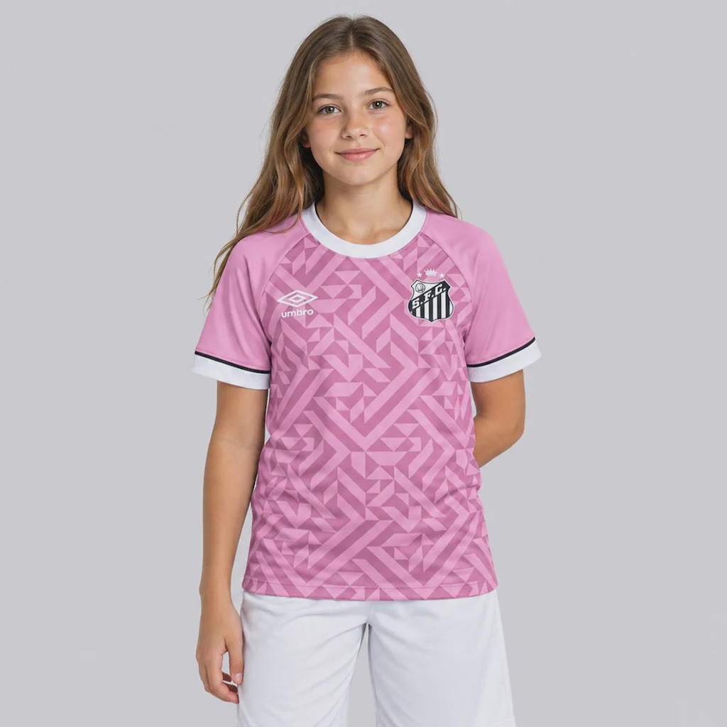 Imagem 1 do produto Camisa do Santos Outubro Rosa 26/27 Umbro Infantil