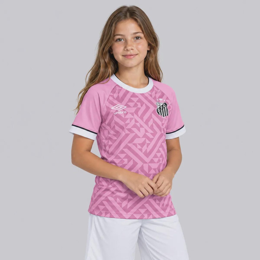 Imagem 2 do produto Camisa do Santos Outubro Rosa 26/27 Umbro Infantil