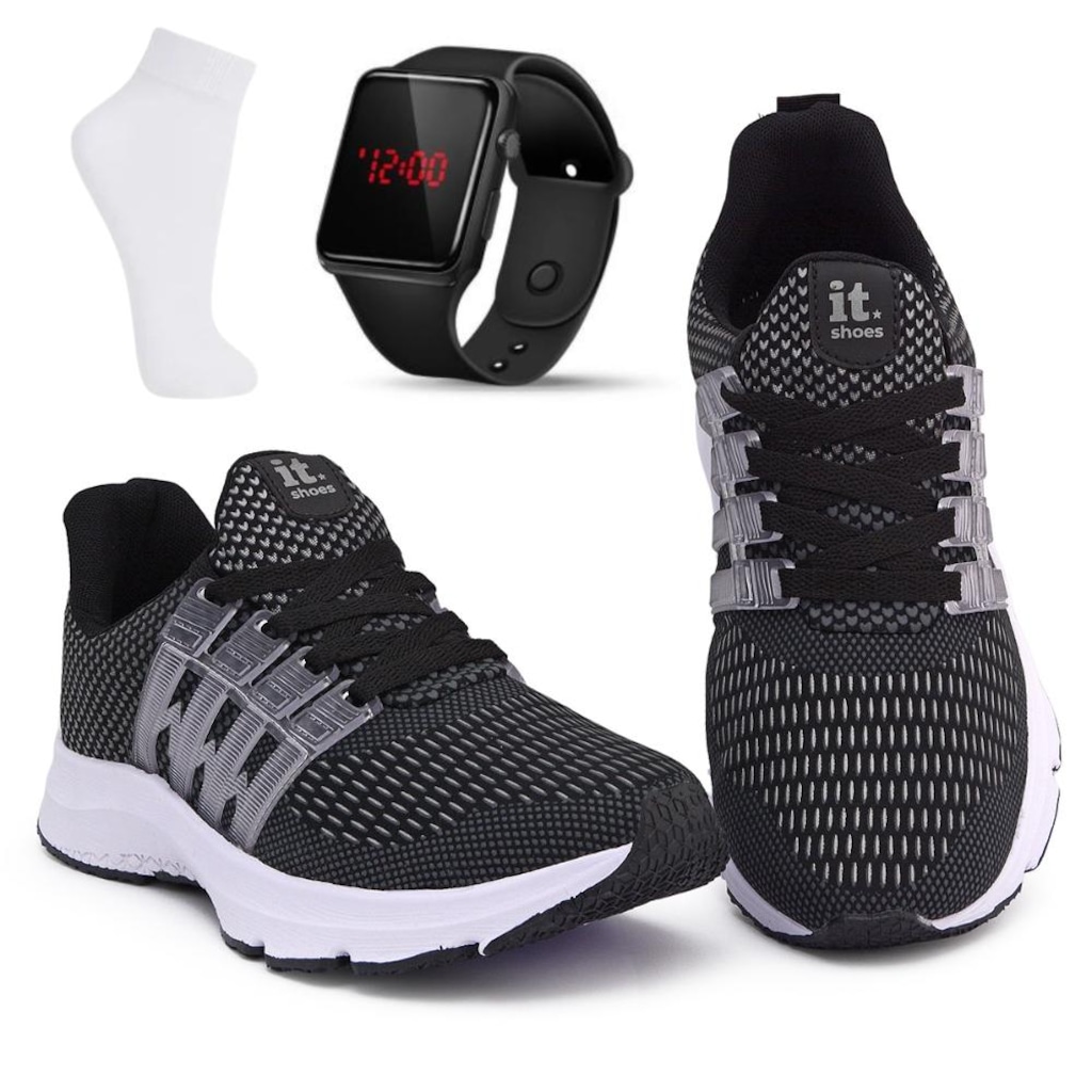 Imagem 1 do produto Kit Tênis Masculino It Shoes Academia + Relógio Digital LED + Meia
