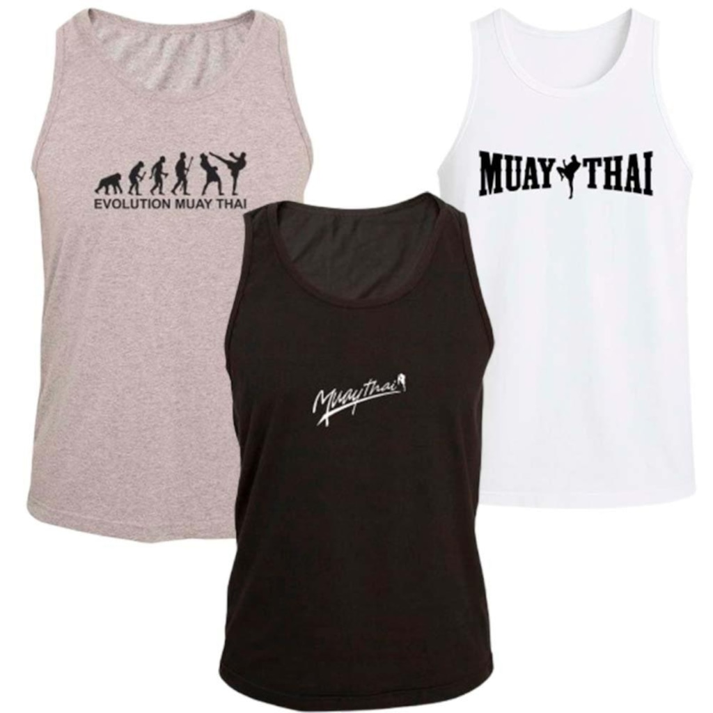 Imagem 1 do produto KIT 3 Regata Ragor Algodão Luta Muay Thai Treino Masculino