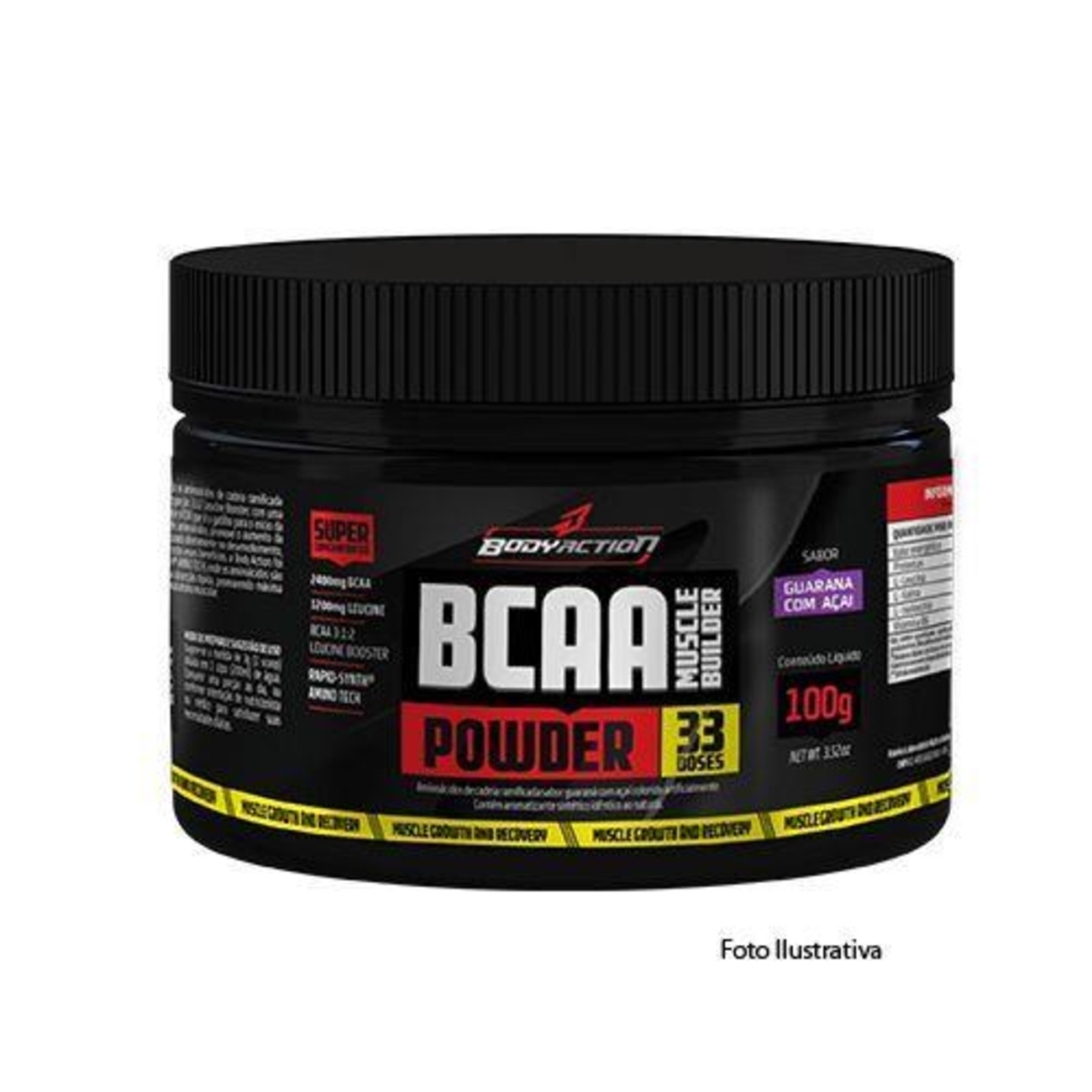 BCAA BodyAction Muscle Builder Powder Guarana Açaí 100g Centauro