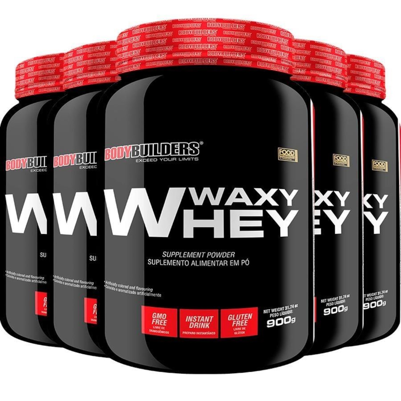 Kit Waxy Whey Bodybuilders Baunilha 900g 5 unidades em Promoção