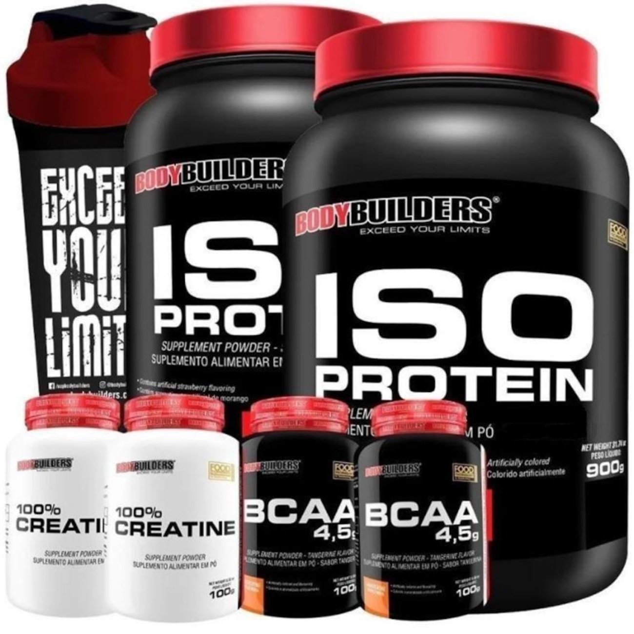 Kit X Whey Protein Isolado Bodybuilders Baunilha G Bcaa