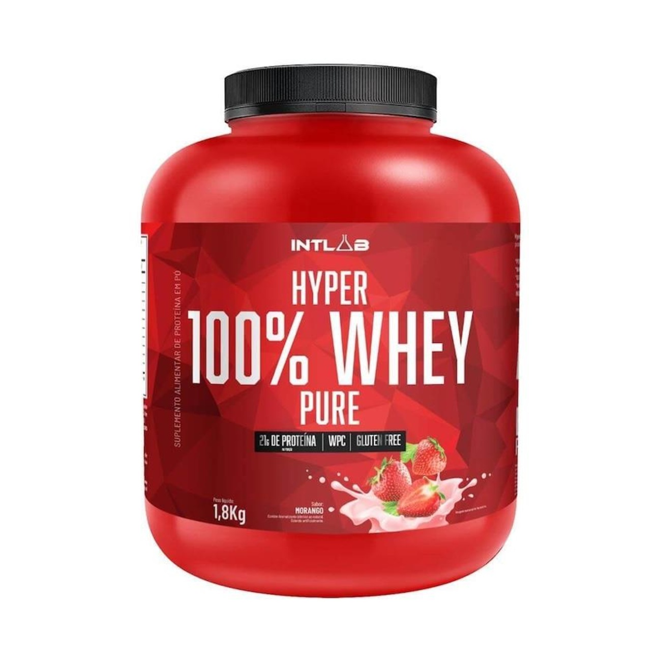 Whey Concentrado Hyper Whey 100 Pure Intlab Morango 1 8kg Centauro