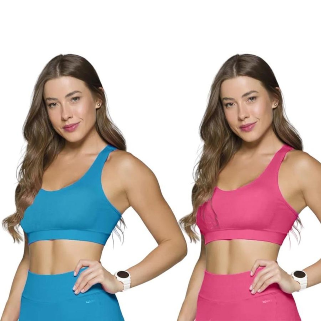 Kit Tops Fitness Selene Canelado Sem Costura Feminino Unidades Em