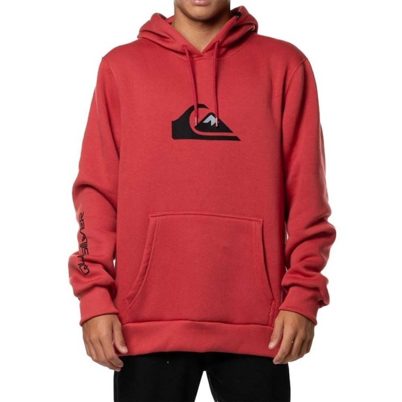 Blusão de Moletom Capuz Quiksilver Canguru Comp Logo Masculino em