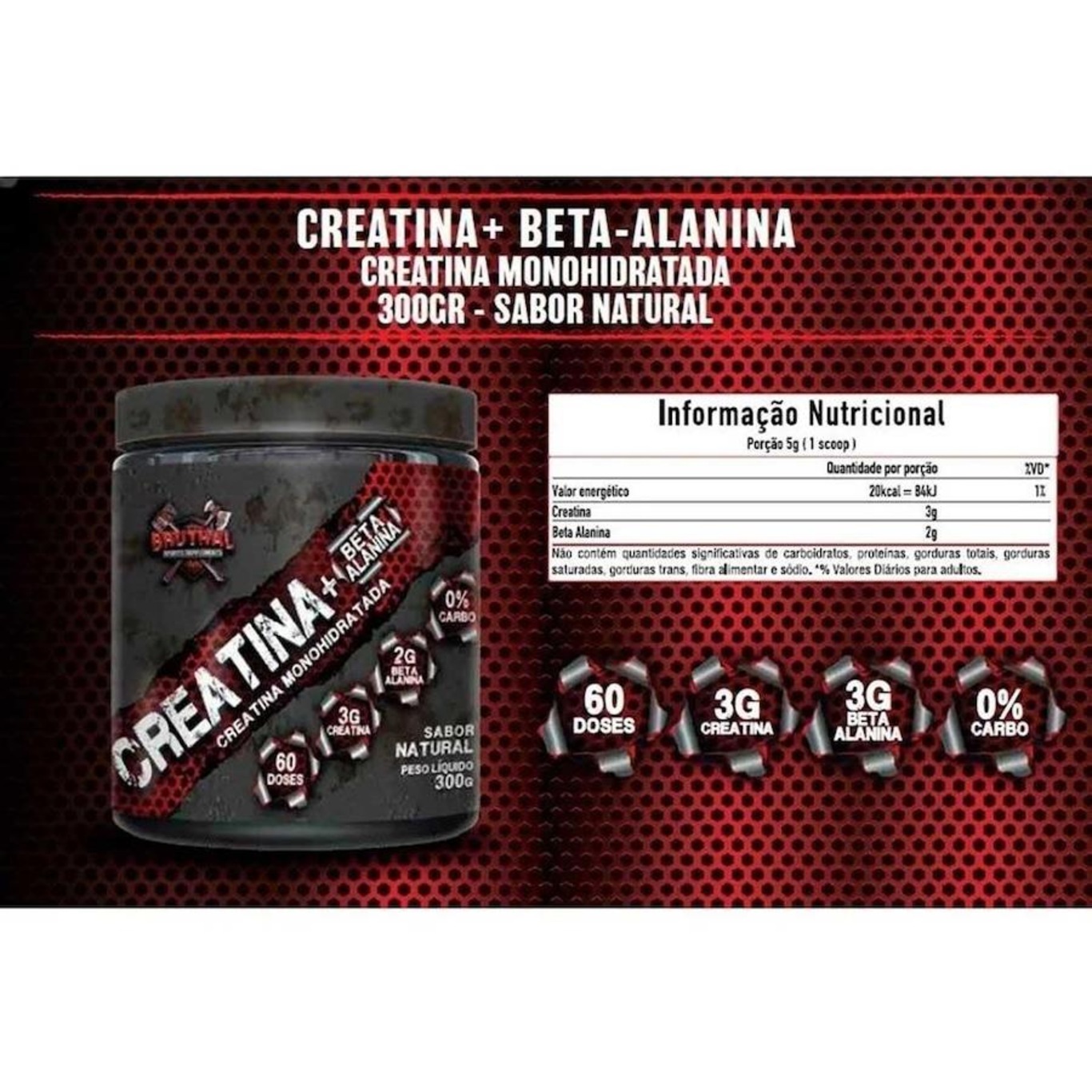 Creatina Monohidratada Beta Alanina Bruthal Sports G Centauro