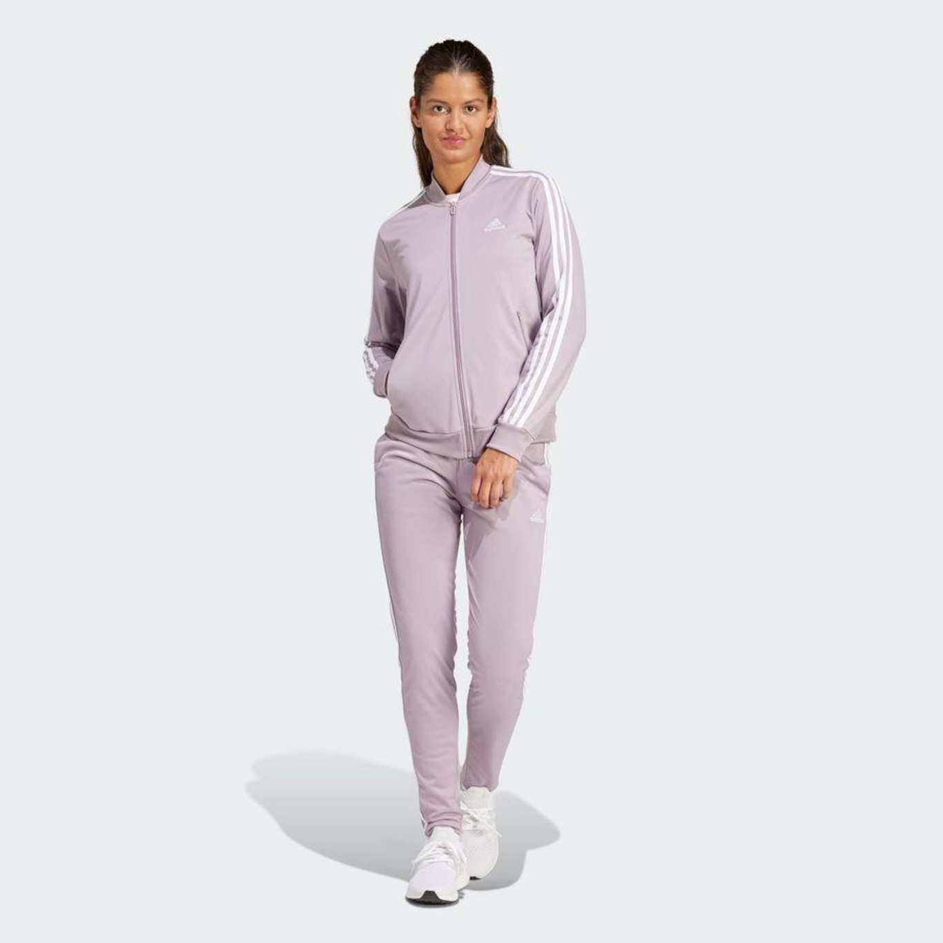 Agasalho Sem Capuz Adidas Essentials Stripes Feminino Centauro