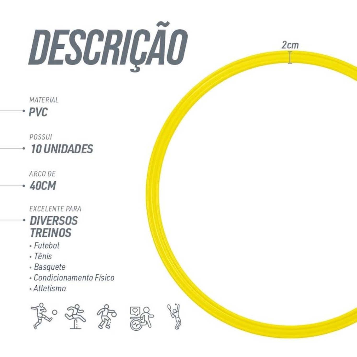 Kit Argolas De Agilidade Para Treino Funcional 10 Unidades Em