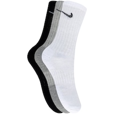 Kit de Meias Cano Alto Nike Everyday Cushioned Crew com 3 Pares - Adulto