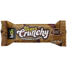Barra de Proteína Bio2 Vegan Crunchy Caramelo e Cacau 28g com Cobertura de Chocolate Meio Amargo