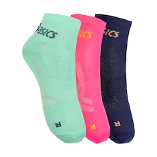 Kit de Meias ASICS Lic Cano Curto Quarter com 3 Pares - Adulto