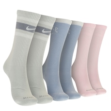 Kit de Meias Cano Alto Nike Feminino Dri-Fit Cushioned Crew com 3 Pares