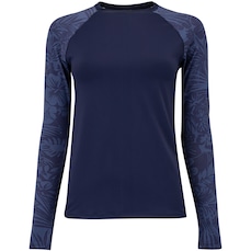 Camiseta de Natação Feminina Oxer Manga Longa Estampada Proteção UV 50+