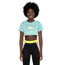 Blusa Cropped Feminina Fit Dance Manga Curta