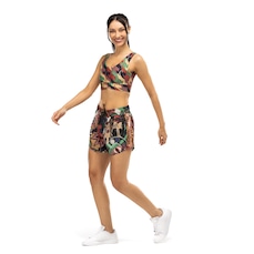 Short Farm Nylon Floresta Cor Bolso Selado Feminino