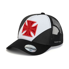 Boné do Vasco da Gama Aba Curva Supercap Trucker Strapback Faixa e Cruz de Malta Adulto