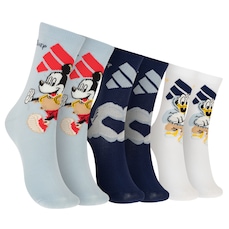 Kit de Meias adidas x Disney Mickey Mouse Cano Médio Infantil 3 pares