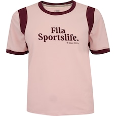 Camiseta Feminina Fila Manga Curta Ribbed Letter Retrô