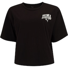 Blusa Cropped Feminina Puma Manga Curta Class Relaxed
