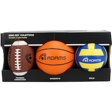 Kit Mini Bolas Esportivas Adams com 3 Unidades – Basquete, Futebol Americano e Vôlei