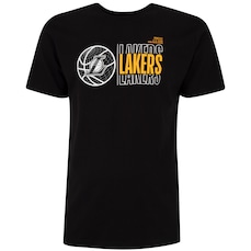 Camiseta do Los Angeles Lakers NBA Masculina Manga Curta Gridon Court