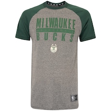 Camiseta do Milwaukee Bucks Masculina NBA Manga Raglan N5595