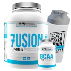 Kit Whey Protein BRN Foods 900g Baunilha + 2x BCAA 100g + Coqueteleira