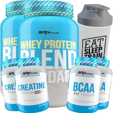 Kit 2x Whey Protein BRN Foods Blend Standard - 900g + 2x Creatina + 2x BCAA + Coqueteleira