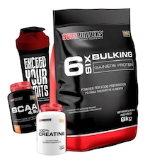 Kit Hipercalórico Bulking Bodybuilders - Chocolate - 6kg + Creatina - 100g + BCAA - 100g + Coqueteleira