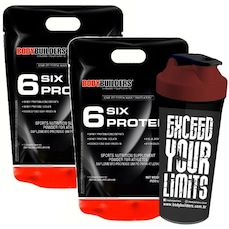 Kit Six Protein Bodybuilders - Morango - 2Kg - 2 unidades + Coqueteleira