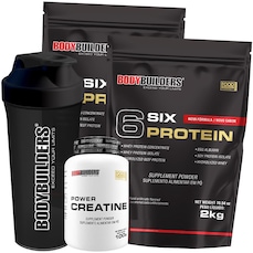 Kit Six Protein Bodybuilders - Baunilha - 2Kg - 2 unidades + Creatina 100g + Coqueteleira