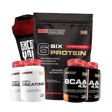 Kit Whey Protein Bodybuilders Baunilha - 2kg + 2x Creatinas 100g + 2x BCAA 100g + Coqueteleira
