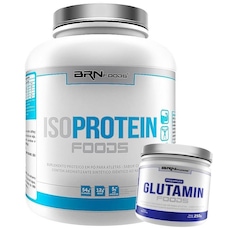 Kit Whey Protein Isolado BRN Foods Baunilha - 2kg + Glutamina 250g