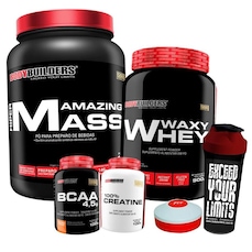 Kit Waxy Whey Mor 900g + Amazing Mass Mor 1,5kg + BCAA 100g Tang + Creatina 100g + Coqueteleira + P