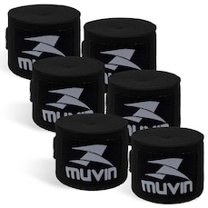 Kit de Artes Marciais: 3 Pares de Bandagem Elástica 5m Muvin + Atadura Protetora